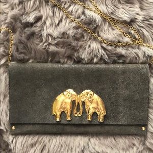 Moss Mills Floyd Suede Clutch w/ Gold Chain Strap